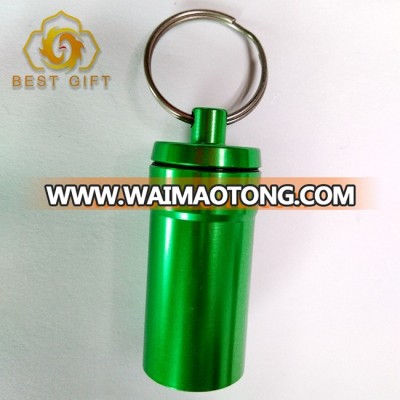 Hot Sale Custom Size Cheap Aluminum Mini Pill Box Keychain